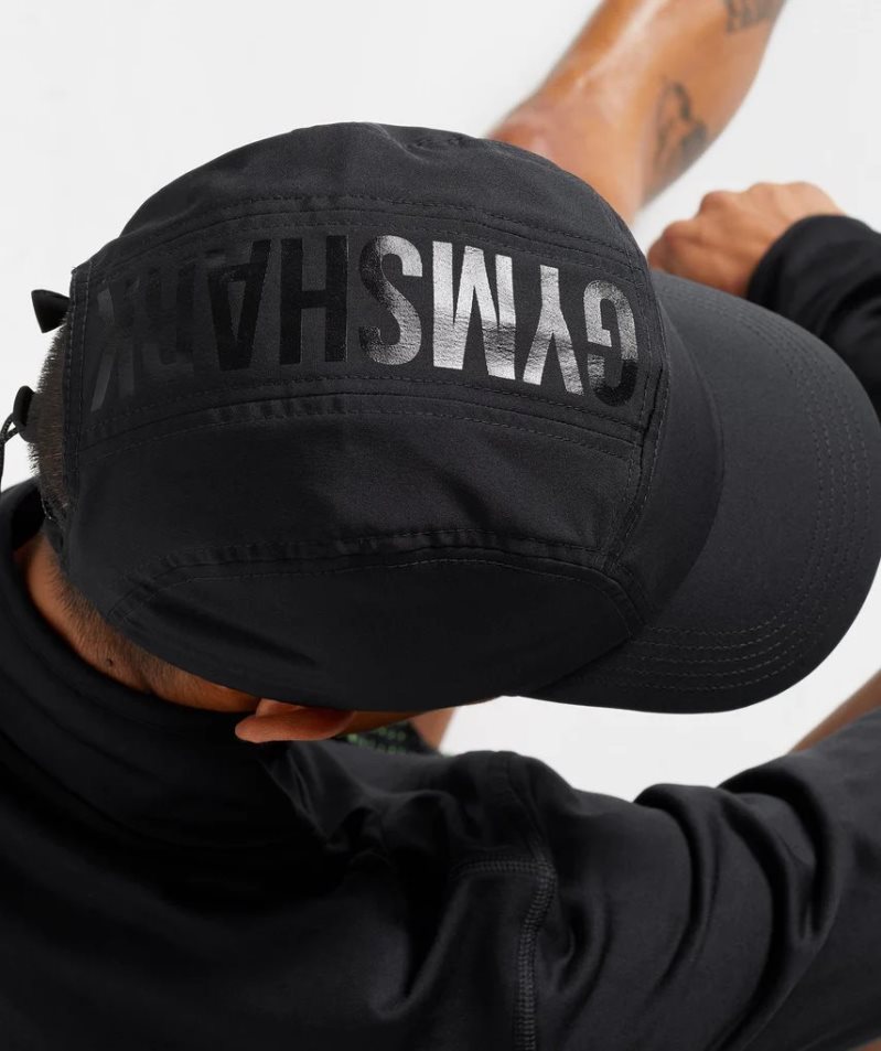 Gymshark Logo 5 Panel Caps Black | NZ 8IFPEH